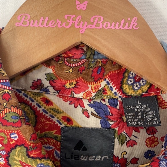 Liz wear Paisley BoHo button down long sleeve top, size L - Picture 2 of 7